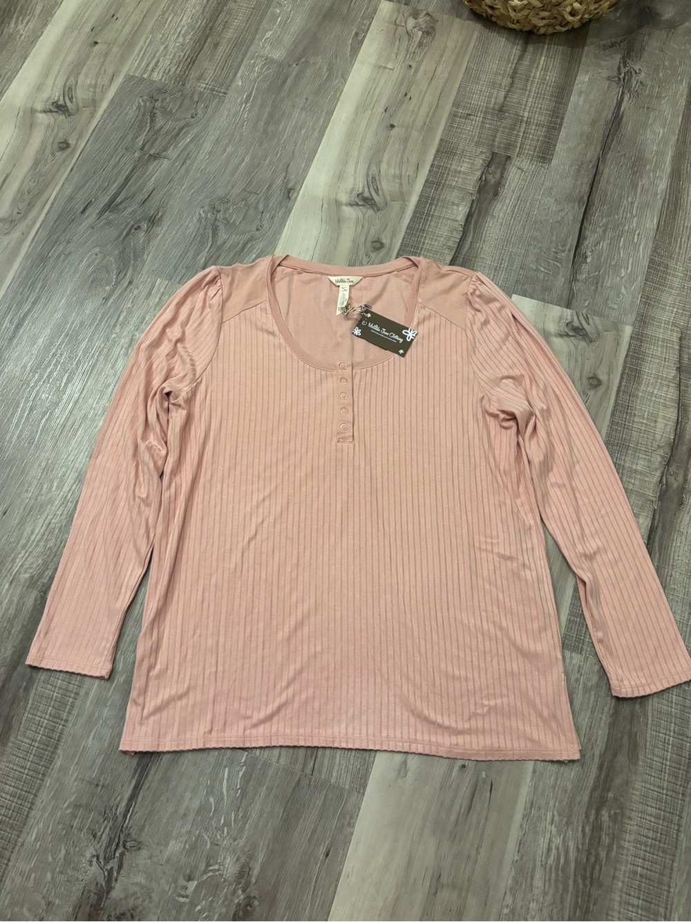 Matilda Jane Dusty Rose Ribbed Henley Long-Sleeve Top